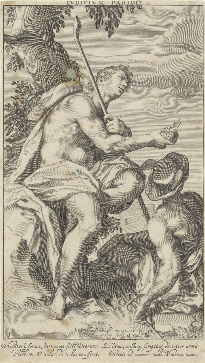 Paryż i Mercurius Wyrok Paryża (tytuł na przedmiocie) Oordeel van Paris (tytuł serii) autorstwa Willem Isaacsz. van Swanenburg