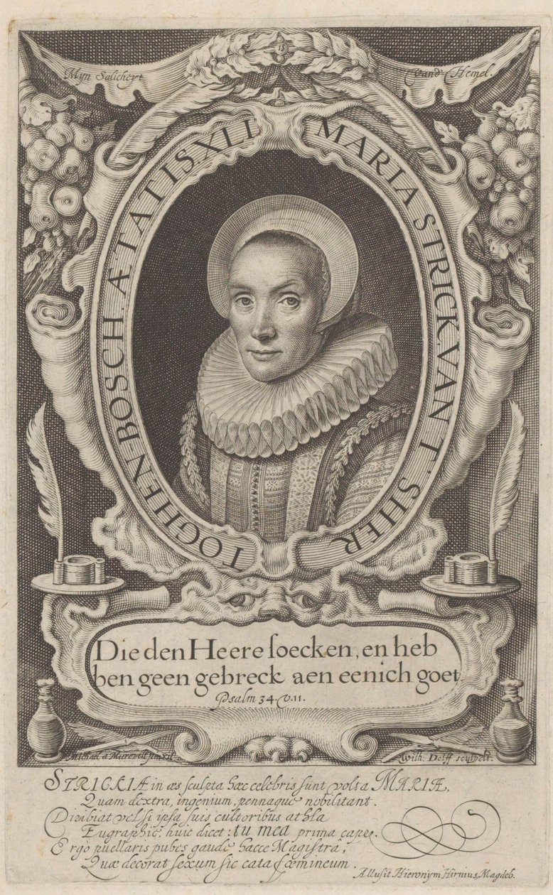 Portret Marii Strick w wieku 41 Skarb często przykład i pokaz różnych pism (...) (tytuł serii) autorstwa Willem Jacobsz Delff