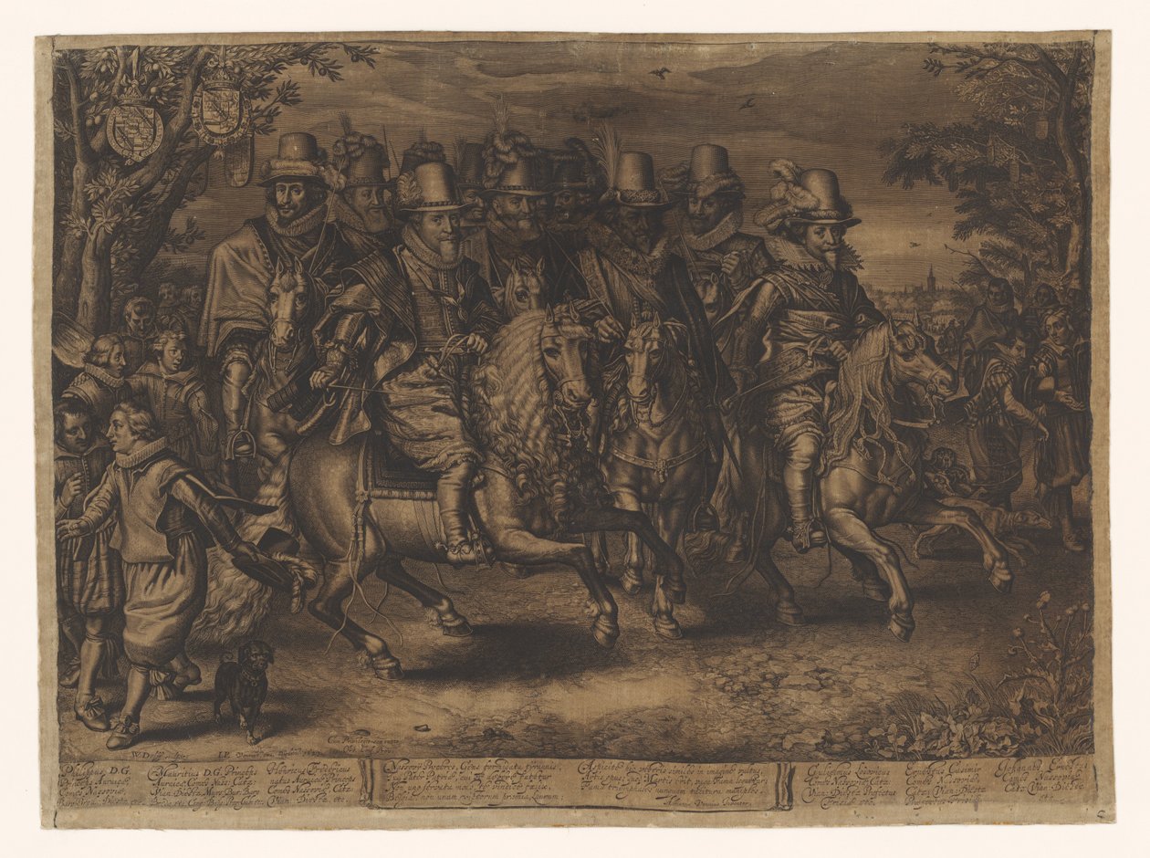 Konny procesja sześciu książąt z rodu Orange-Nassau autorstwa Willem Jacobsz Delff
