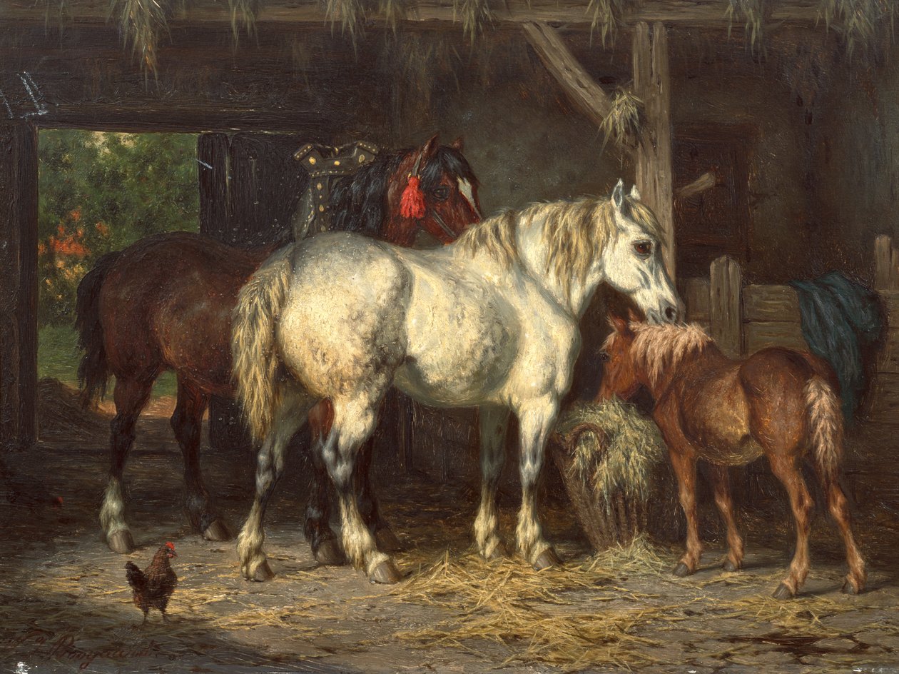 Konie w stajni (obraz) autorstwa Willem Jacobus Boogaard