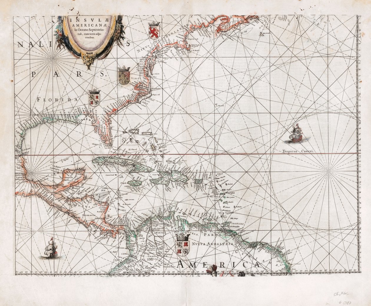 Insvlæ Americanæ in Oceano Septentrionali cum terris adjacentibus. LOC 2003630536 autorstwa Willem Janszoon Blaeu
