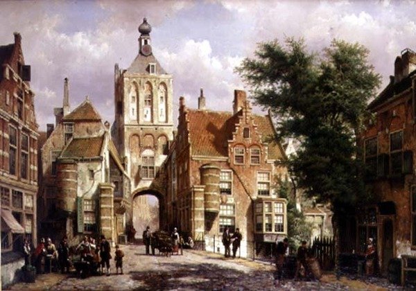Binnenpoort w Culemborgh (olej na płótnie) autorstwa Willem Koekkoek