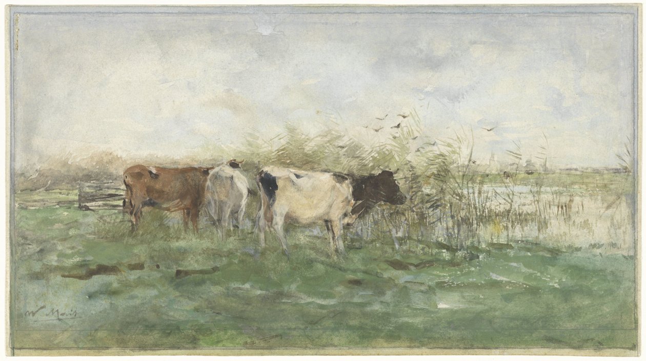 Krowy przy kałuży autorstwa Willem Maris
