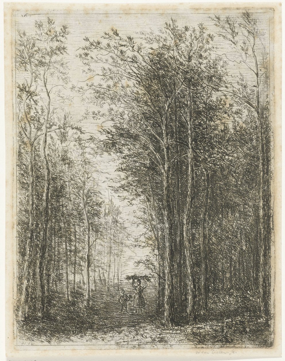Leśny krajobraz ze zbieraczami drewna autorstwa Willem Matthias Jan van Dielen