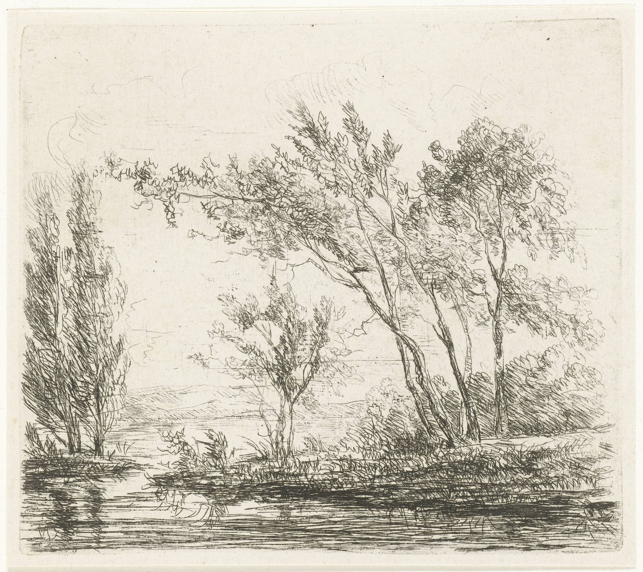 Krajobraz z drzewami nad wodą autorstwa Willem Matthias Jan van Dielen