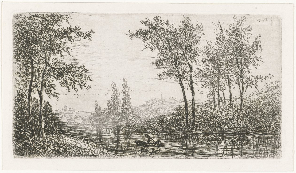 Krajobraz rzeki z łodzią autorstwa Willem Matthias Jan van Dielen