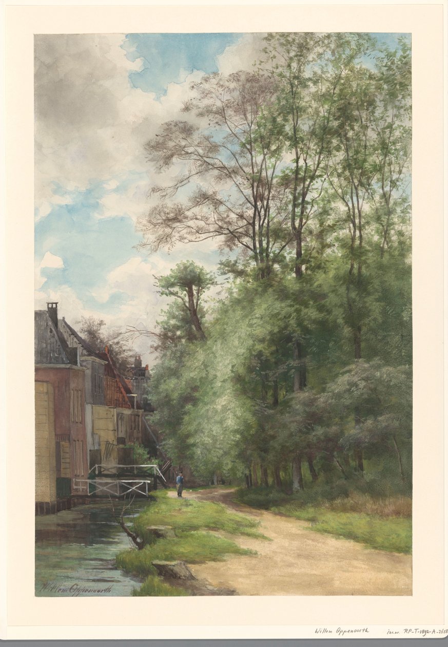 Widok wzdłuż rowu w Bezuidenhout w Haagse Bos autorstwa Willem Oppenoorth
