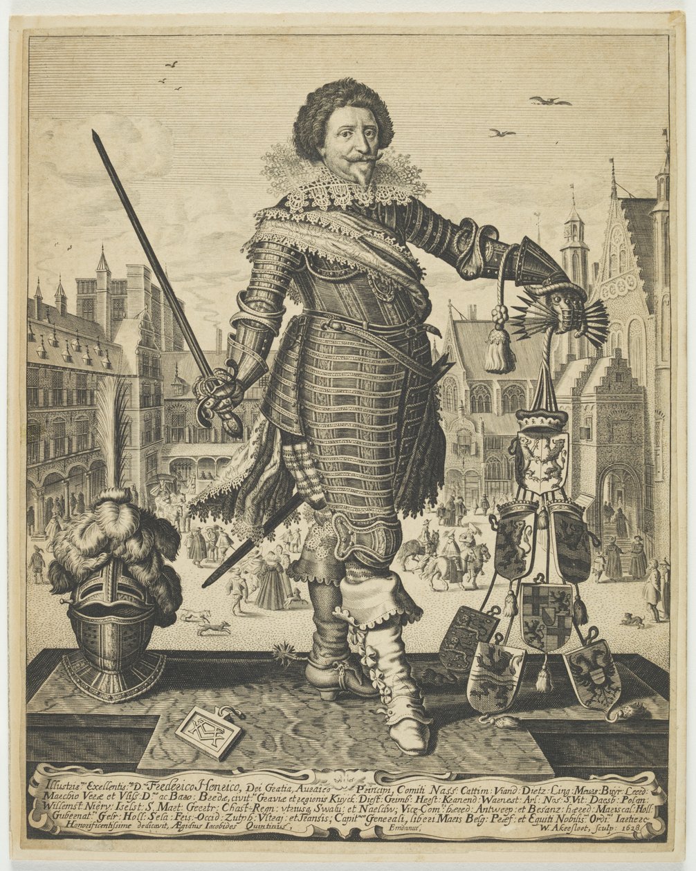 Frederik Hendrik, książę Orange, c.1634 (grawerowanie) autorstwa Willem Outgertsz Akersloot