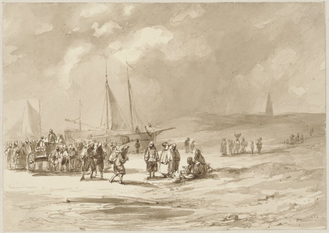 Plaża z rybakami autorstwa Willem Pieter Hoevenaar