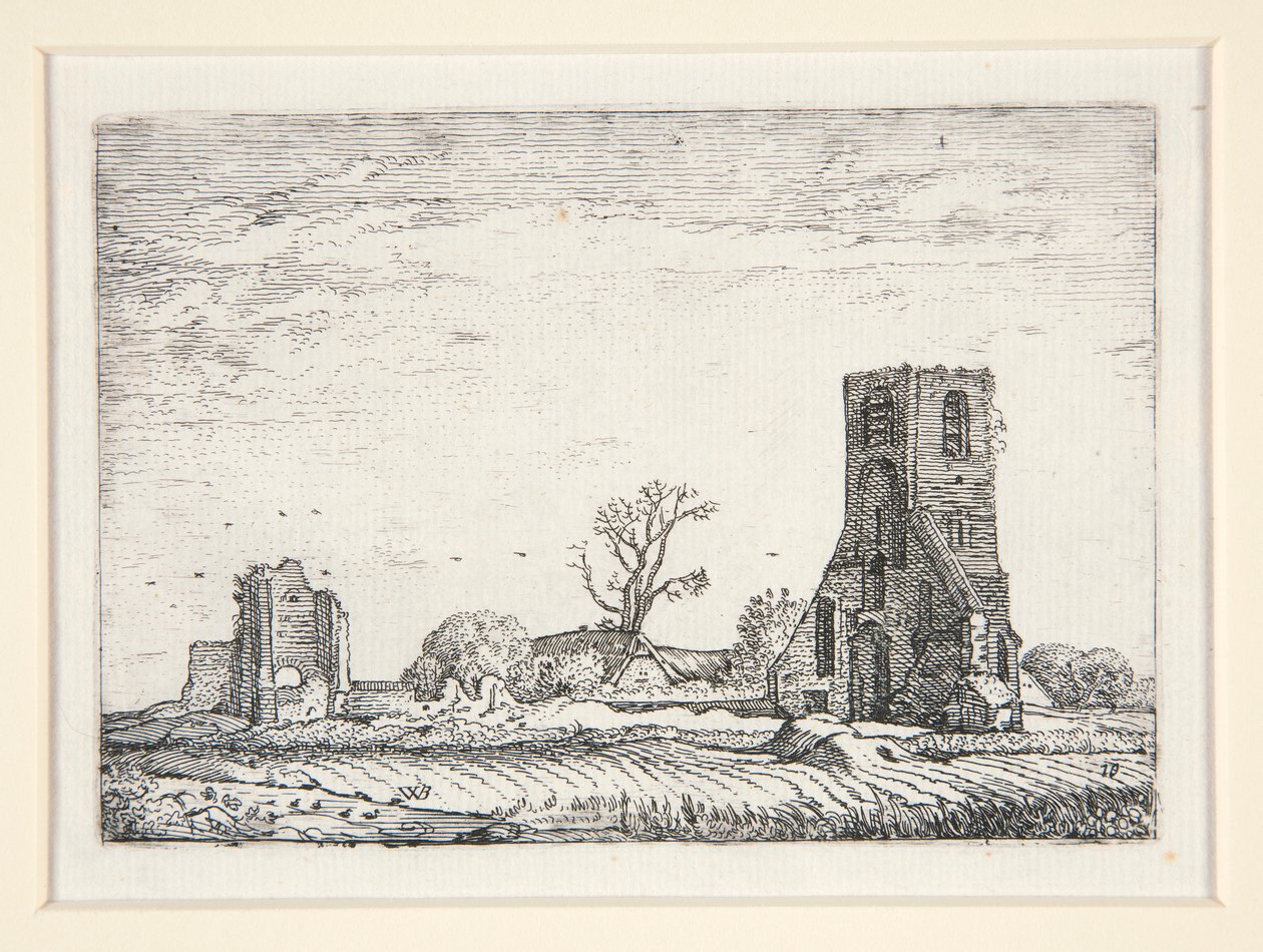 Ruiny kościoła (kaplica Eykenduynen koło Hagi), ilustracja 10 ze Zbioru krajobrazów autorstwa Willem Pietersz. Buytewech