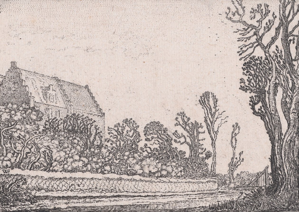Dom ze schodkowym szczytem, z Verscheyden Landtschapjes Różne małe krainy..., ok. 1930 r. 1616. autorstwa Willem Pietersz. Buytewech