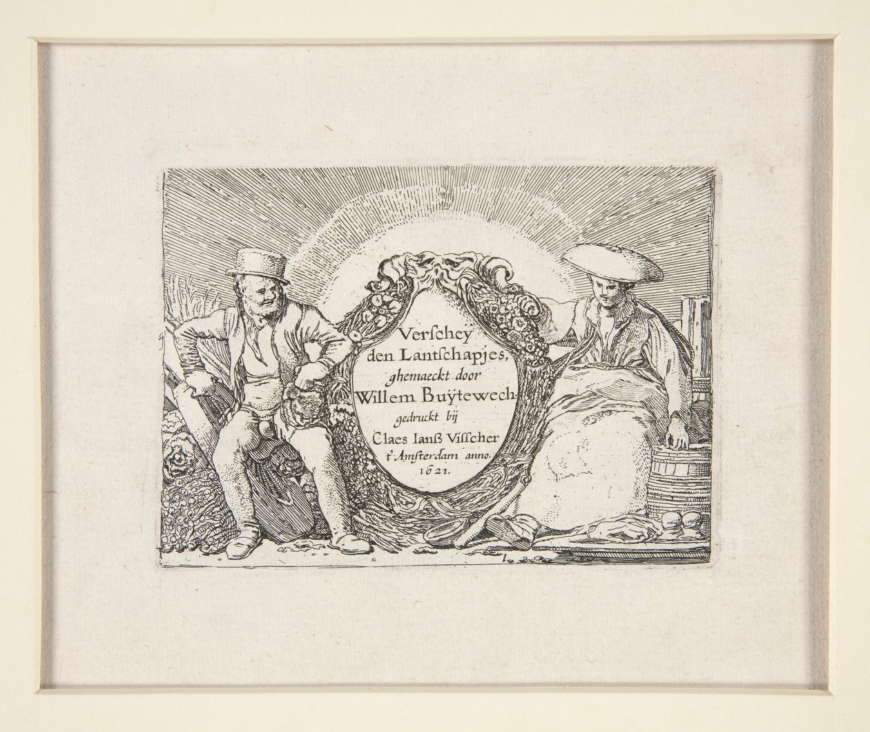 Strona tytułowa Zestawu krajobrazów autorstwa Willem Pietersz. Buytewech