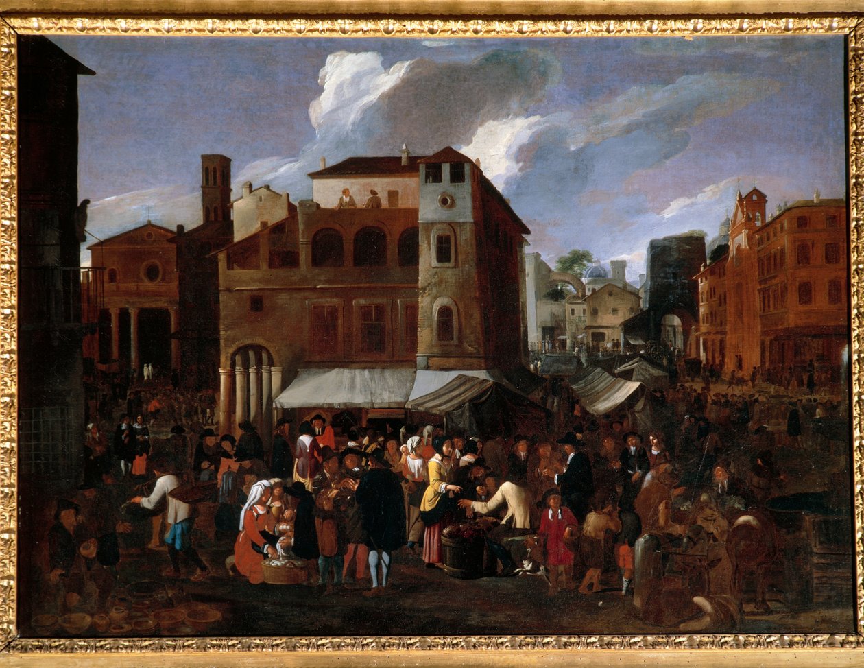 Scena targowa (olej na płótnie) autorstwa Willem Reuter