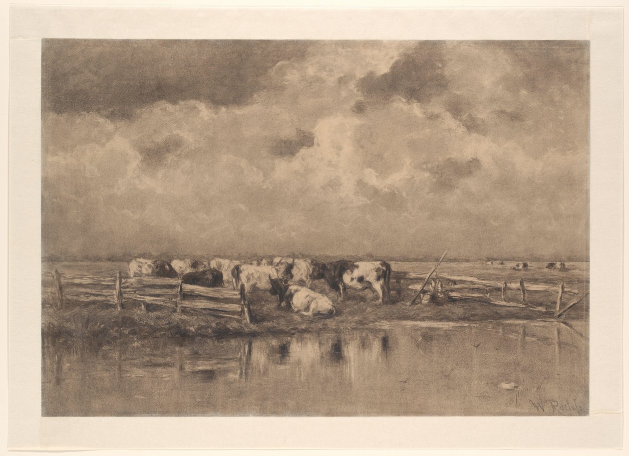 Zakole mleka na Schie autorstwa Willem Roelofs (I) (signed by artist)