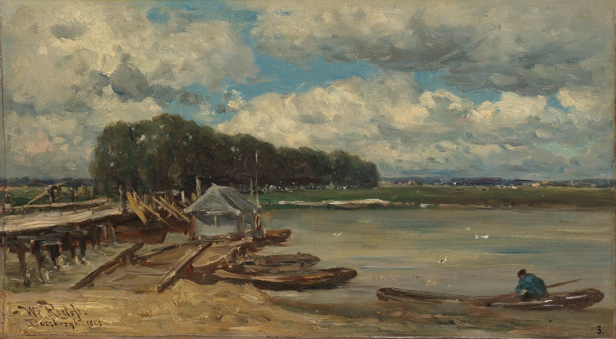 Most nad rzeką IJssel w pobliżu Doesburg autorstwa Willem Roelofs (I)