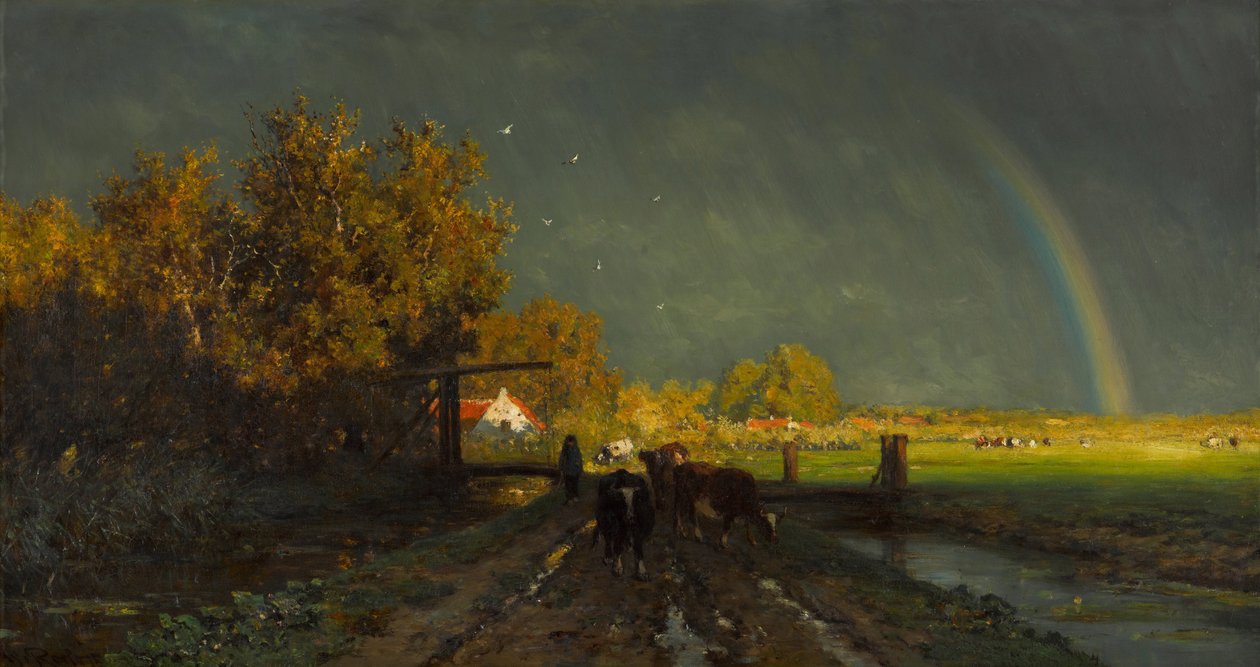 ""Arc en ciel"" (Tęcza) Peinture de Willem Roelofs (1822-1897) - 1875 - Olej na płótnie Ciemny 96,2x147,7 cm Gemeentemuseum Haga (La Haye) autorstwa Willem Roelofs