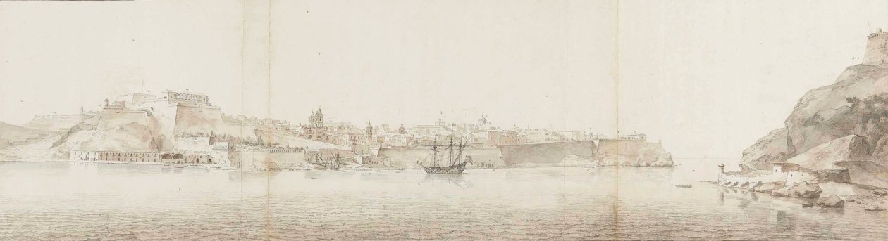 Widok na Vallettę na Malcie, widziany z Senglea autorstwa Willem Schellinks