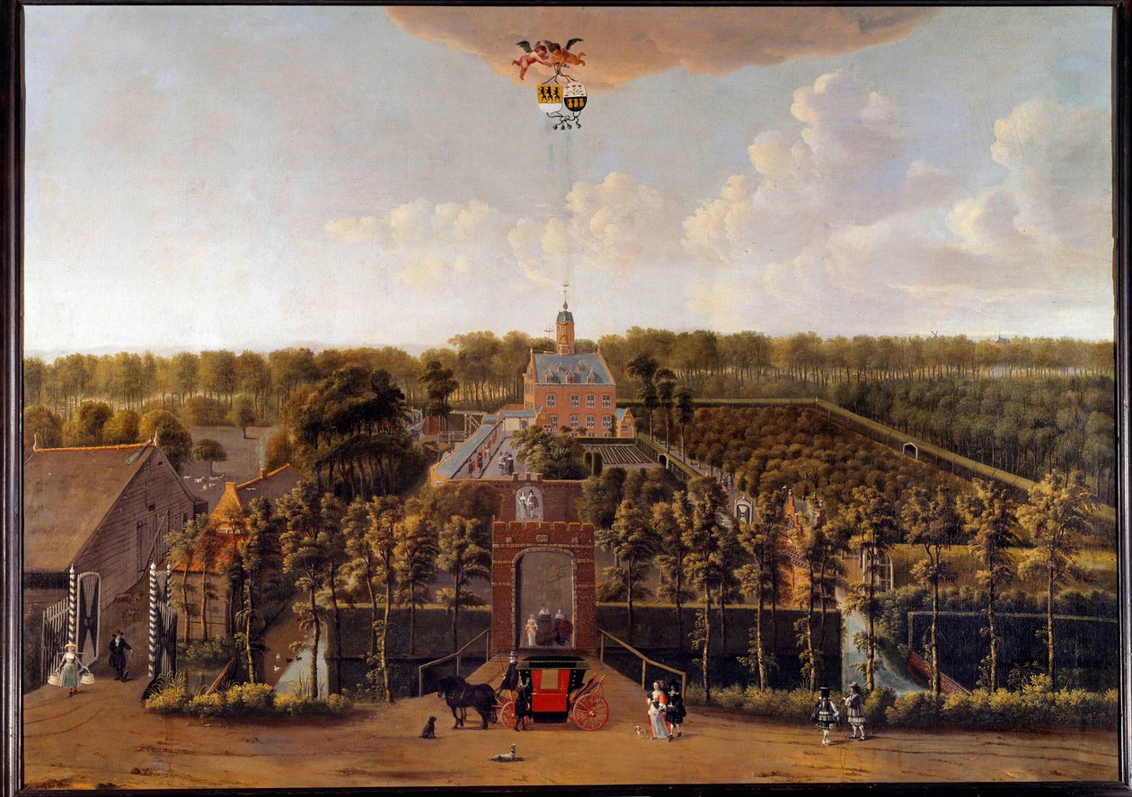 Widok posiadłości Munnikenhof w Zelande (Holandia) Obraz Willema Schellinksa (1627-1678) Middelburg z XVII wieku. Muzeum Zelandii autorstwa Willem Schellinks