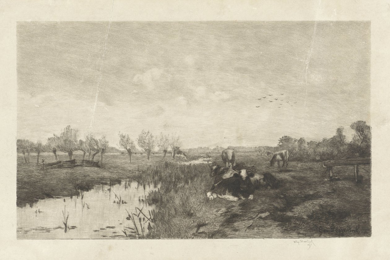 Krajobraz polderowy z krowami autorstwa Willem Steelink (II)