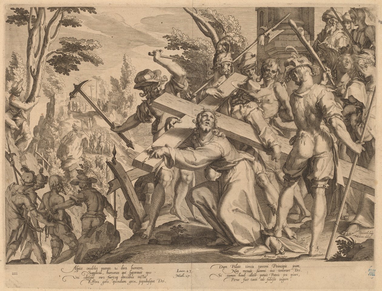 Chrystus niosący krzyż autorstwa Willem Swanenburgh, after Joachim Anthonisz Wtewael