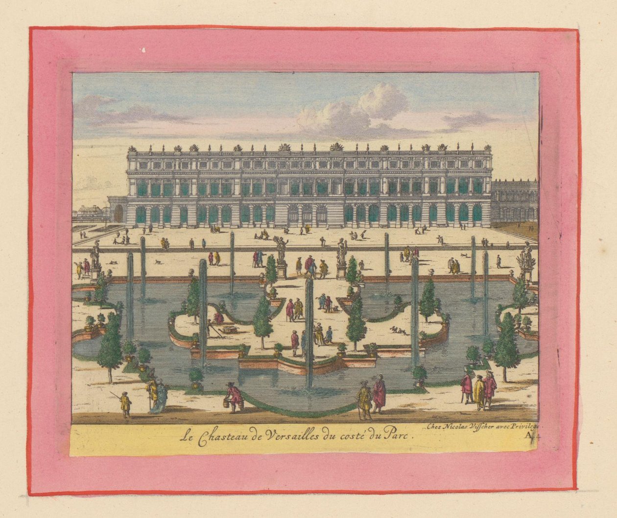 Ansicht des Palastes von Versailles von der Park- und Gartenseite autorstwa Willem Swidde