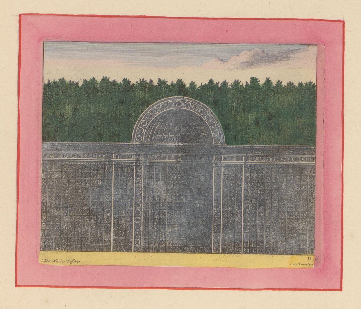 Laubengang mit halbrunder Nische für eine Hecke in den Gärten von Versailles autorstwa Willem Swidde