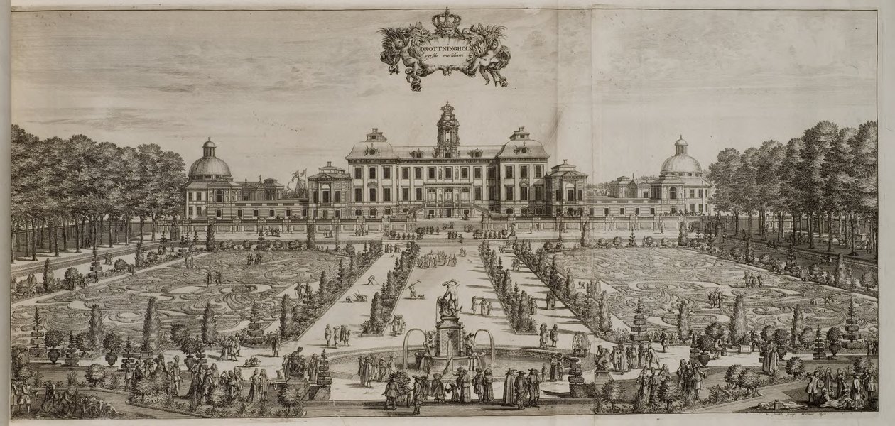 Pałac i ogród Drottningholm od południa autorstwa Willem Swidde
