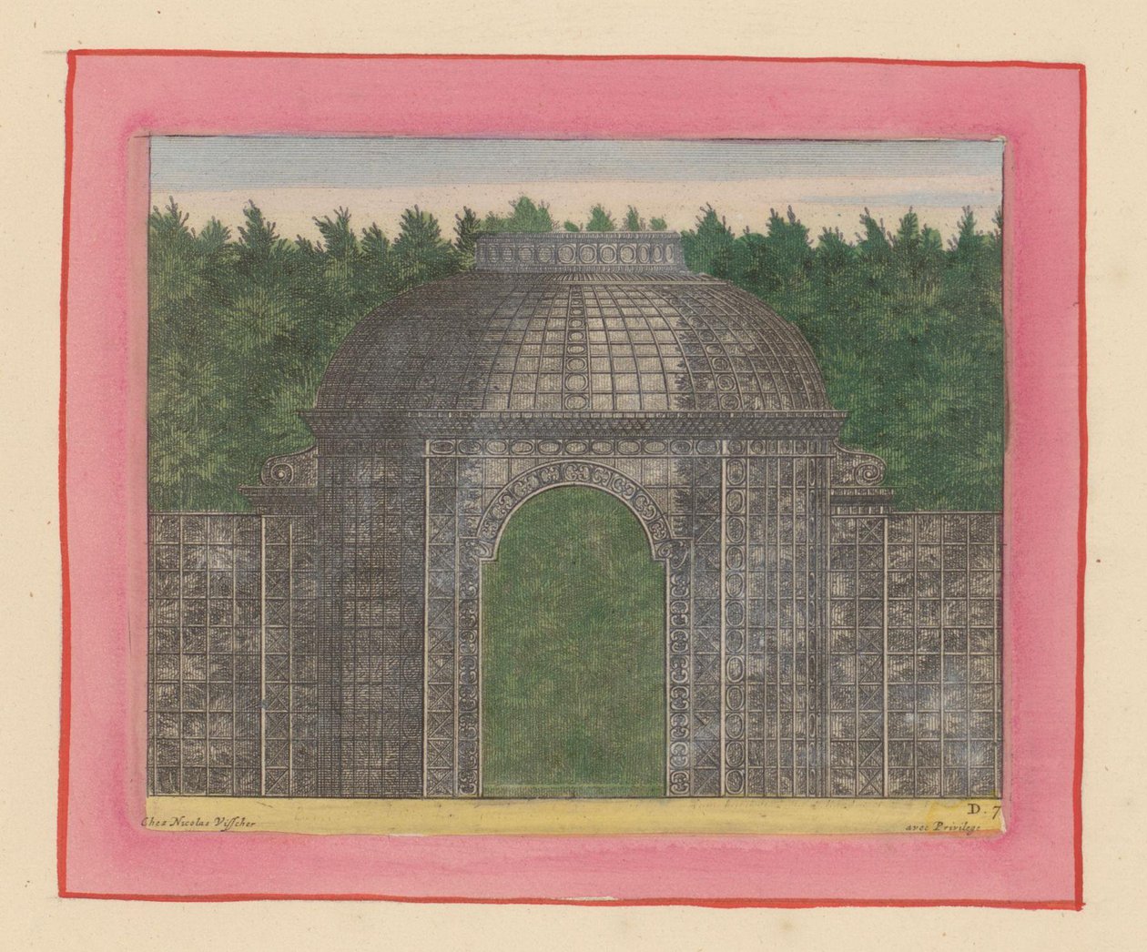 Laubengang mit Tor für eine Hecke in den Gärten von Versailles autorstwa Willem Swidde