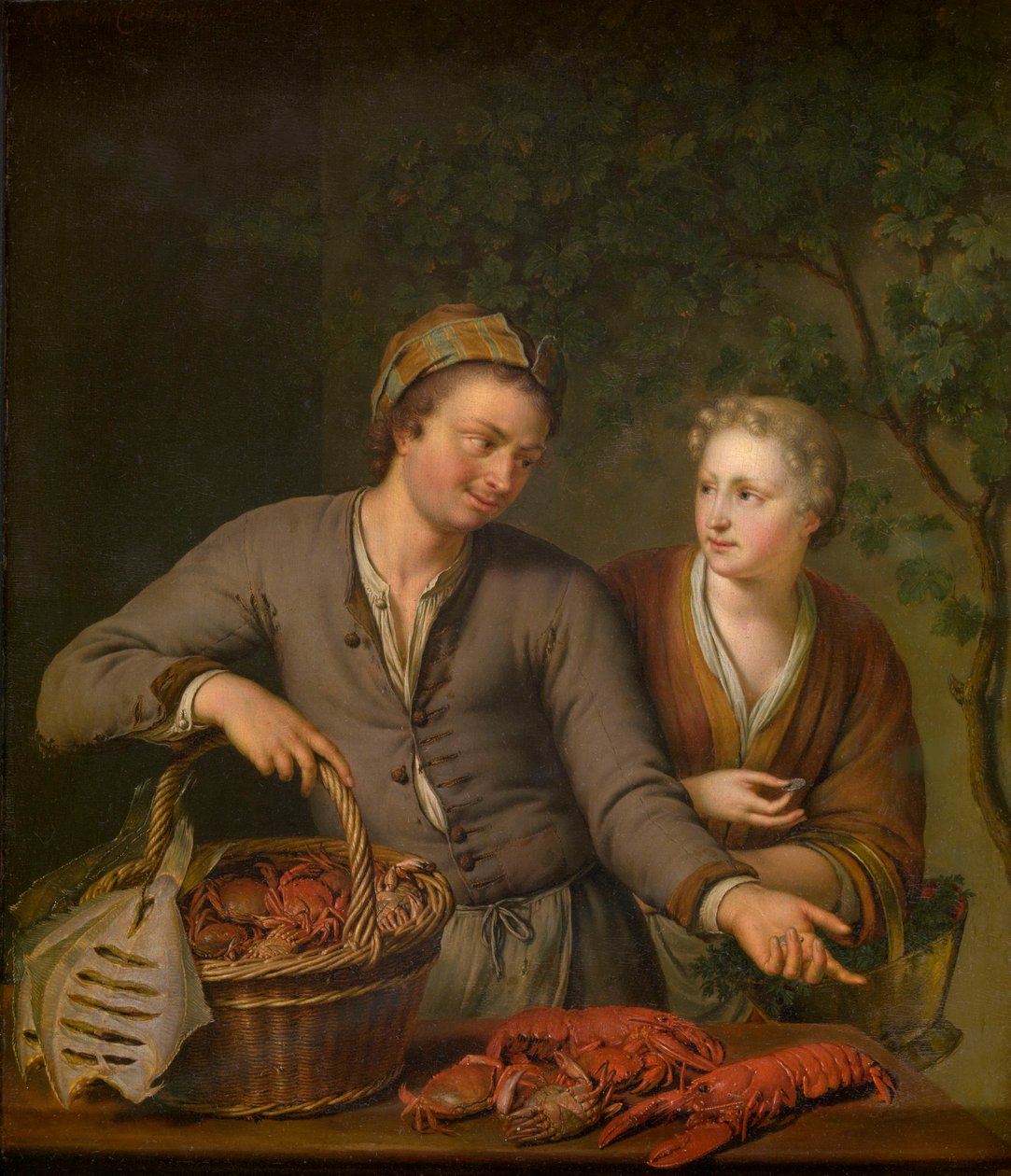Sprzedawczyni ryb autorstwa Willem Van Mieris