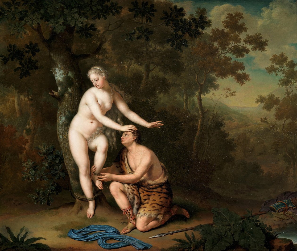 Sylvia uwolniona przez Amintę, XVIII wiek. autorstwa Willem Van Mieris