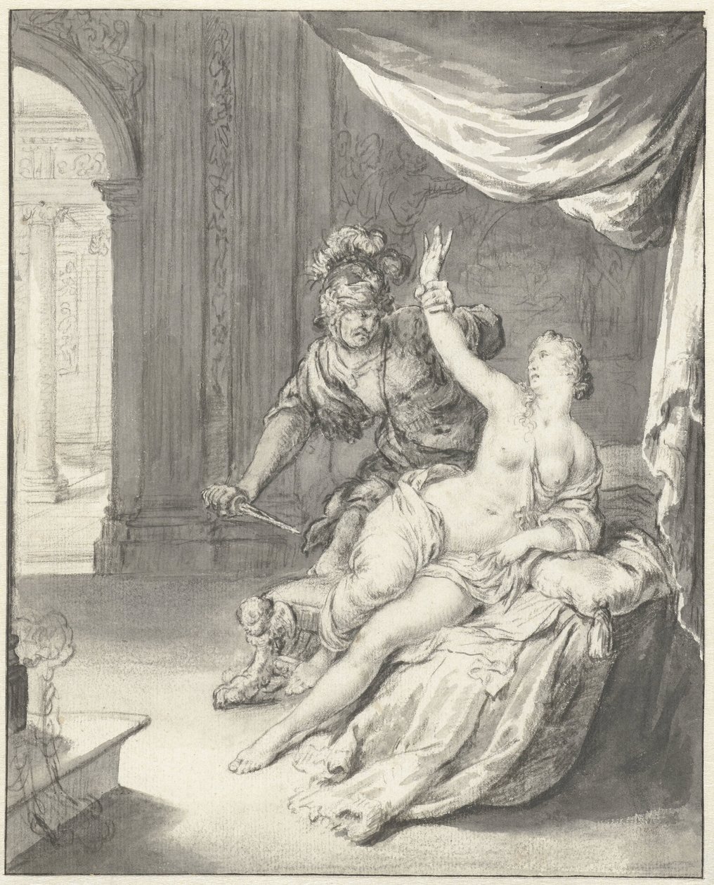 Tarkwiniusz grozi Lukrecji autorstwa Willem Van Mieris
