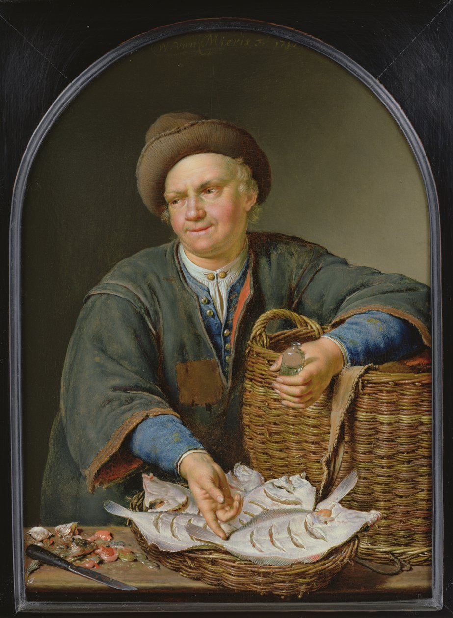 Sprzedawca ryb autorstwa Willem Van Mieris