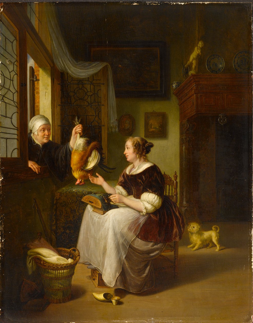 Sprzedawca drobiu autorstwa Willem Van Mieris