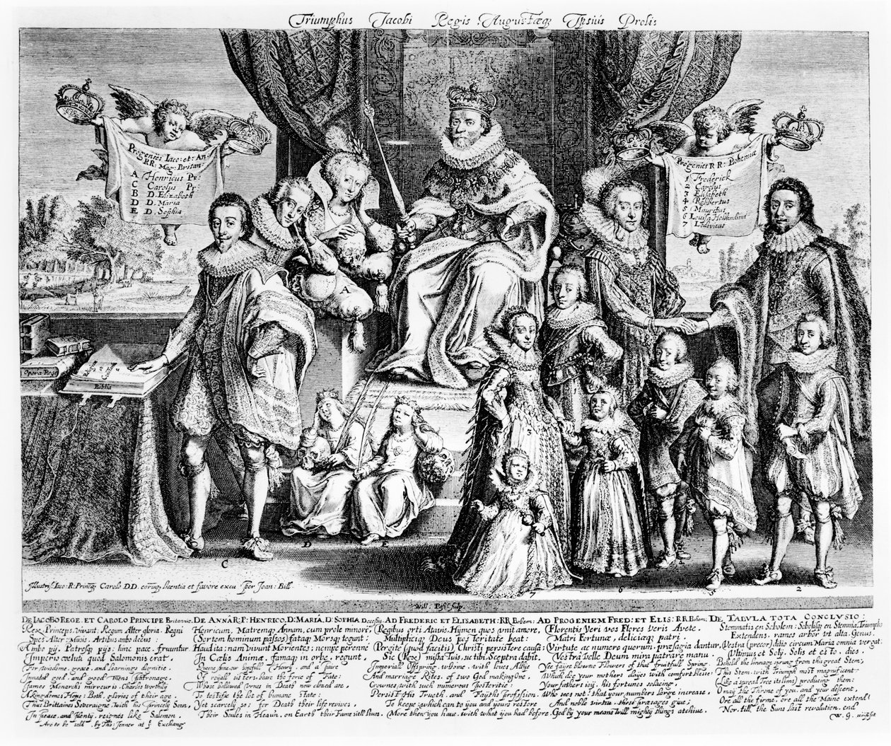 Triumf króla Jakuba i jego sierpniowych potomków, ok. 1622-4 autorstwa Willem Van de Passe