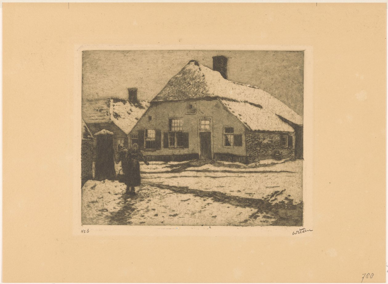 Ośnieżone domy na drodze w Ede autorstwa Willem Witsen (signed by artist)