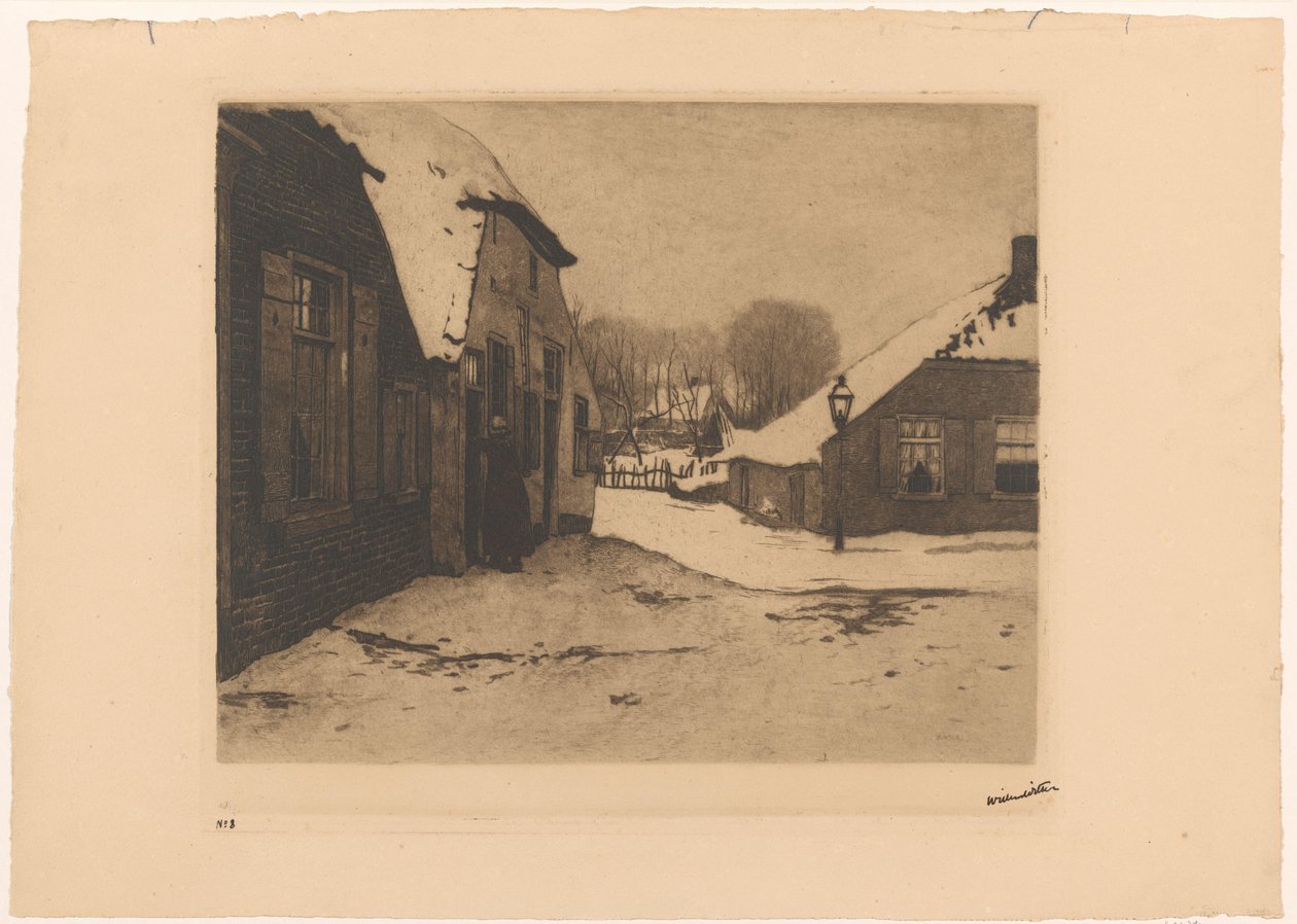 Ośnieżone domy w Ede autorstwa Willem Witsen (signed by artist)