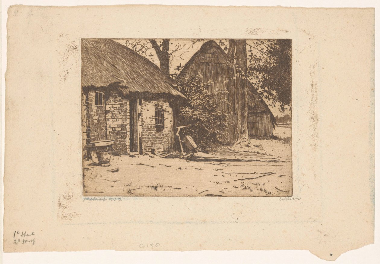Gospodarstwo ze stodołą w Brabancji autorstwa Willem Witsen (signed by artist)