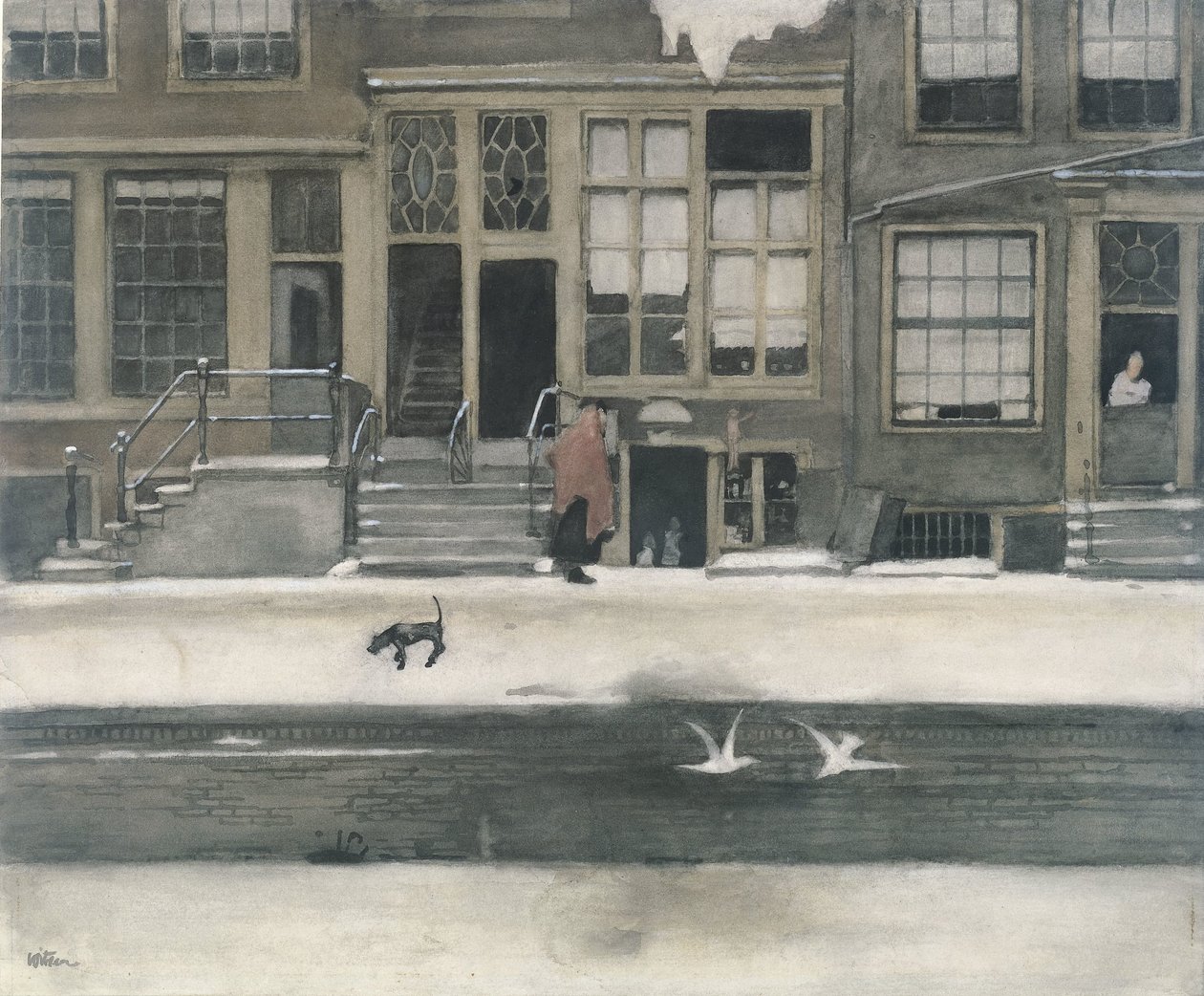 Kromboomsloot w Amsterdamie autorstwa Willem Witsen (signed by artist)