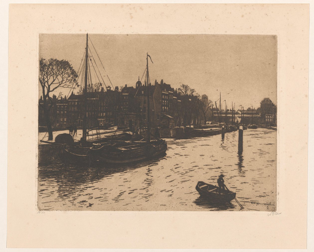 Widok na Leuvehaven w Rotterdamie autorstwa Willem Witsen (signed by artist)