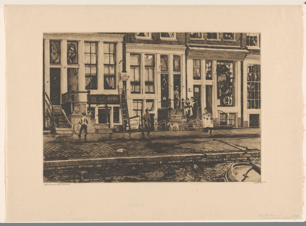 Widok domów na Oude Waal w Amsterdamie Amsterdam Oude Waal (tytuł na obiekcie) autorstwa Willem Witsen (signed by artist)