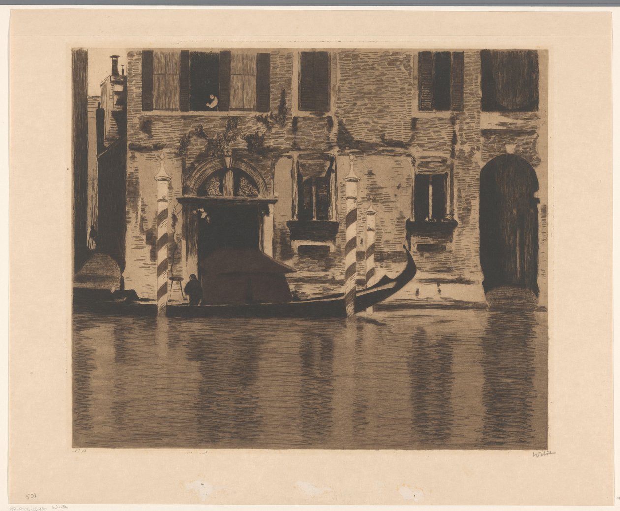 Gondola z konstrukcją na Canale Grande w Wenecji autorstwa Willem Witsen (signed by artist)