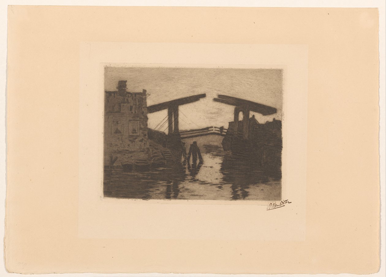 Most zwodzony w Zandhoek w Amsterdamie autorstwa Willem Witsen (signed by artist)