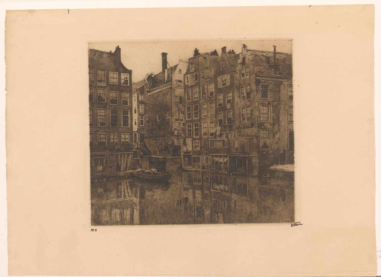 Oudezijds Voorburgwal i Oudezijds Kolk w Amsterdamie autorstwa Willem Witsen (signed by artist)