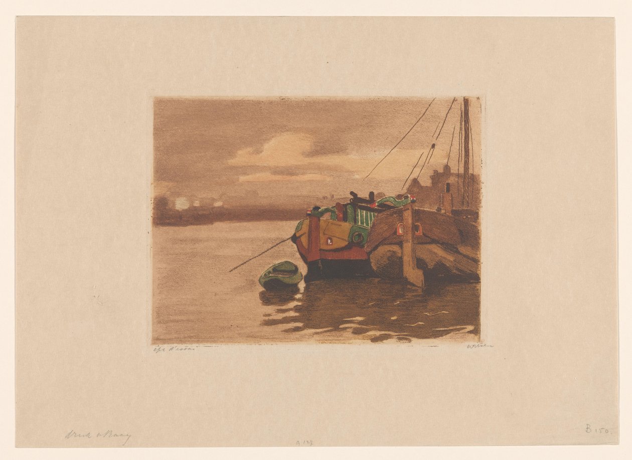 Barki w IJ w Amsterdamie autorstwa Willem Witsen (signed by artist)