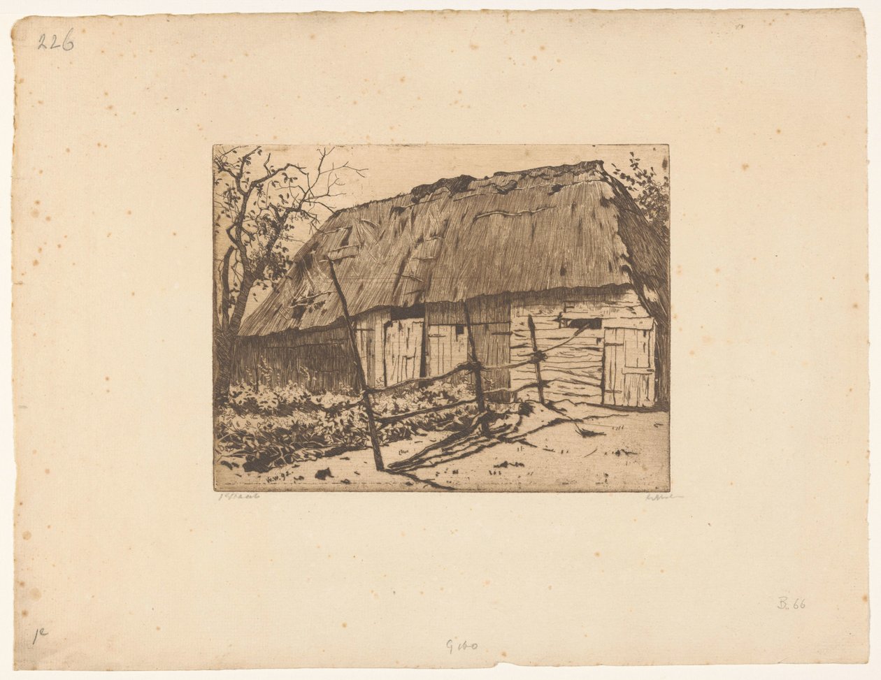 Stodoła z ogrodzeniem w Brabancji autorstwa Willem Witsen (signed by artist)