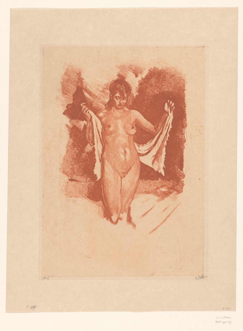 Stojąca naga kobieta susząca się autorstwa Willem Witsen (signed by artist)