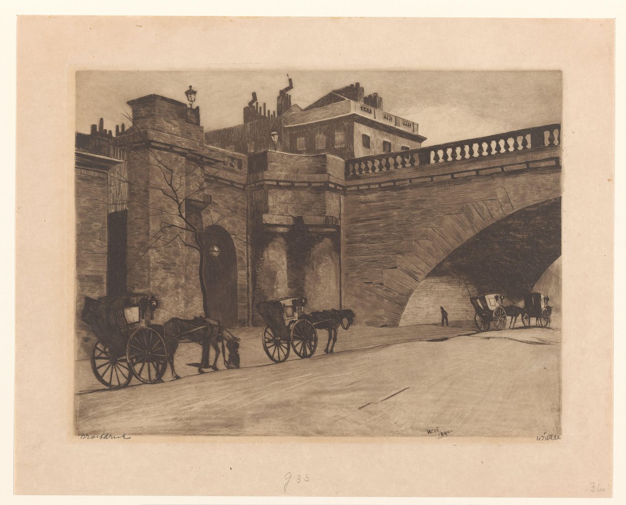 Wagony oczekujące na londyńskim moście Waterloo autorstwa Willem Witsen (signed by artist)