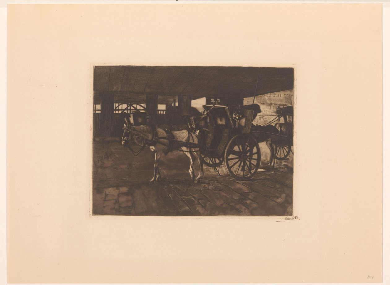 Wagony oczekujące pod londyńskim mostem Charing Cross autorstwa Willem Witsen (signed by artist)