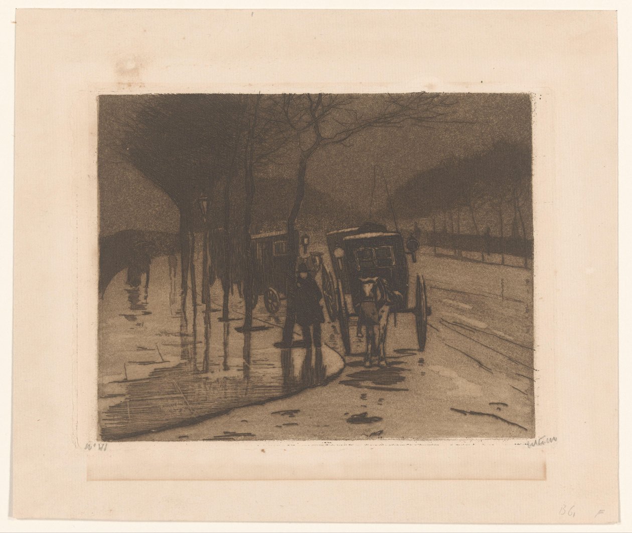Wagony oczekujące na Victoria Embankment w Londynie autorstwa Willem Witsen (signed by artist)