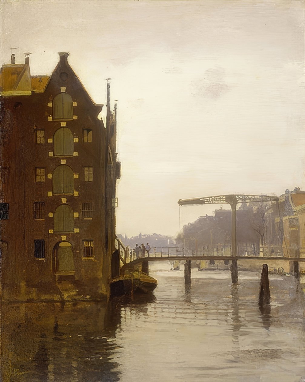 Bodenspeicher in einer Amsterdamer Gracht (Magazyny na kanale amsterdamskim na Uilenburgu) autorstwa Willem Arnoldus Witsen
